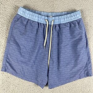Fair Harbor Swim Trunks Mens XL Blue Geometric Wave Performance Lined Shorts 6"